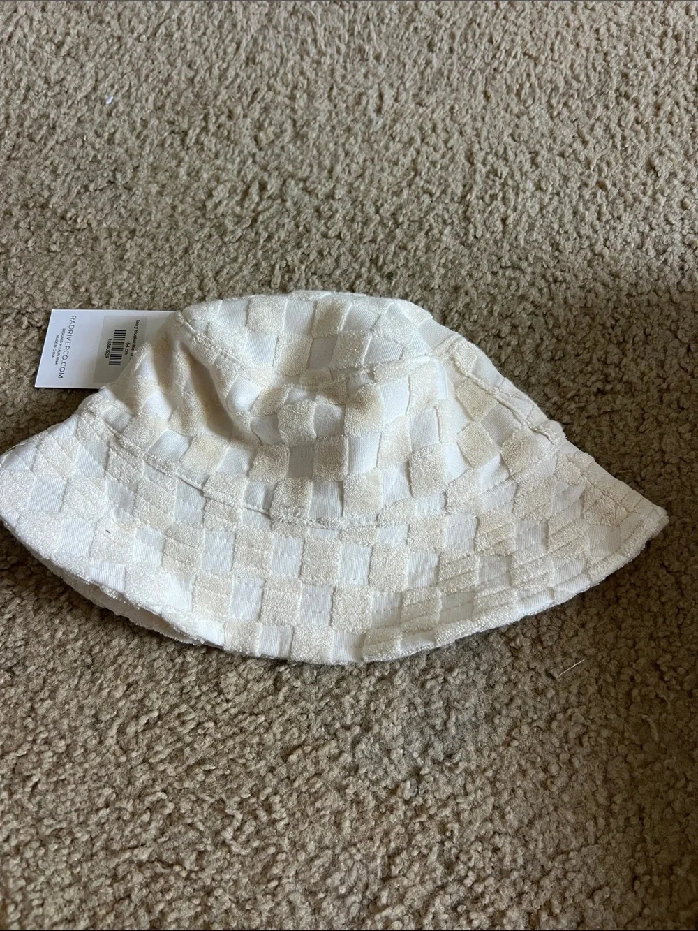 NWT Rad River Co. Kids Cream Checkerboard Bucket Hat